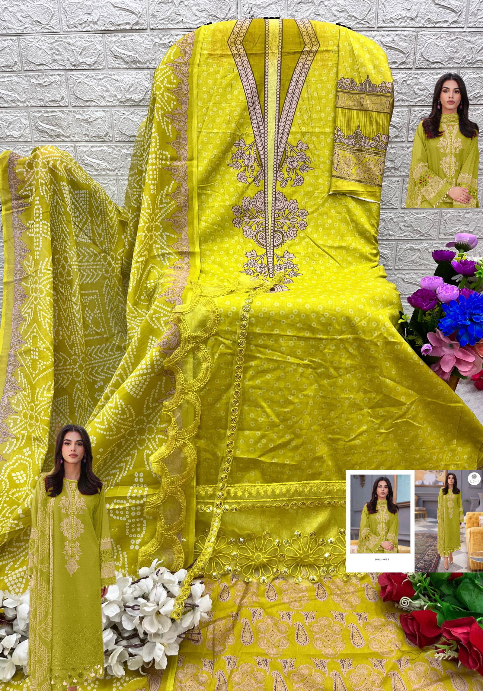 Ezra 1002 AB Cotton Embroidery Pakistani Suits Wholesale Price In Surat